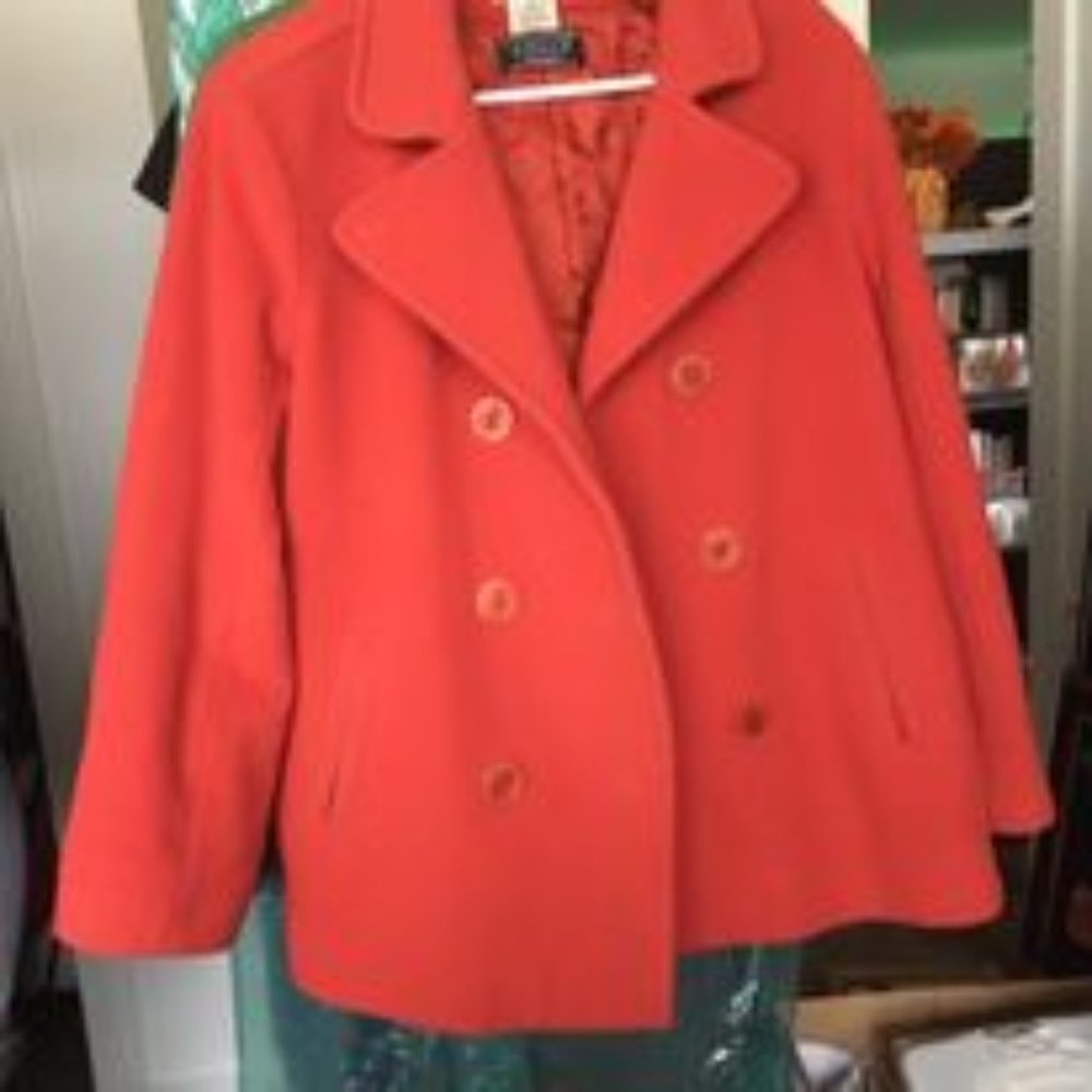 LL Bean pumpkin color, peacoat